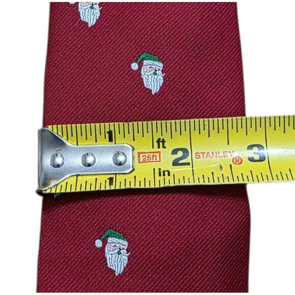 VTG Red Christmas Neck Tie Santa Claus Face Green Hat Embroidered Holiday Party - Picture 6 of 7